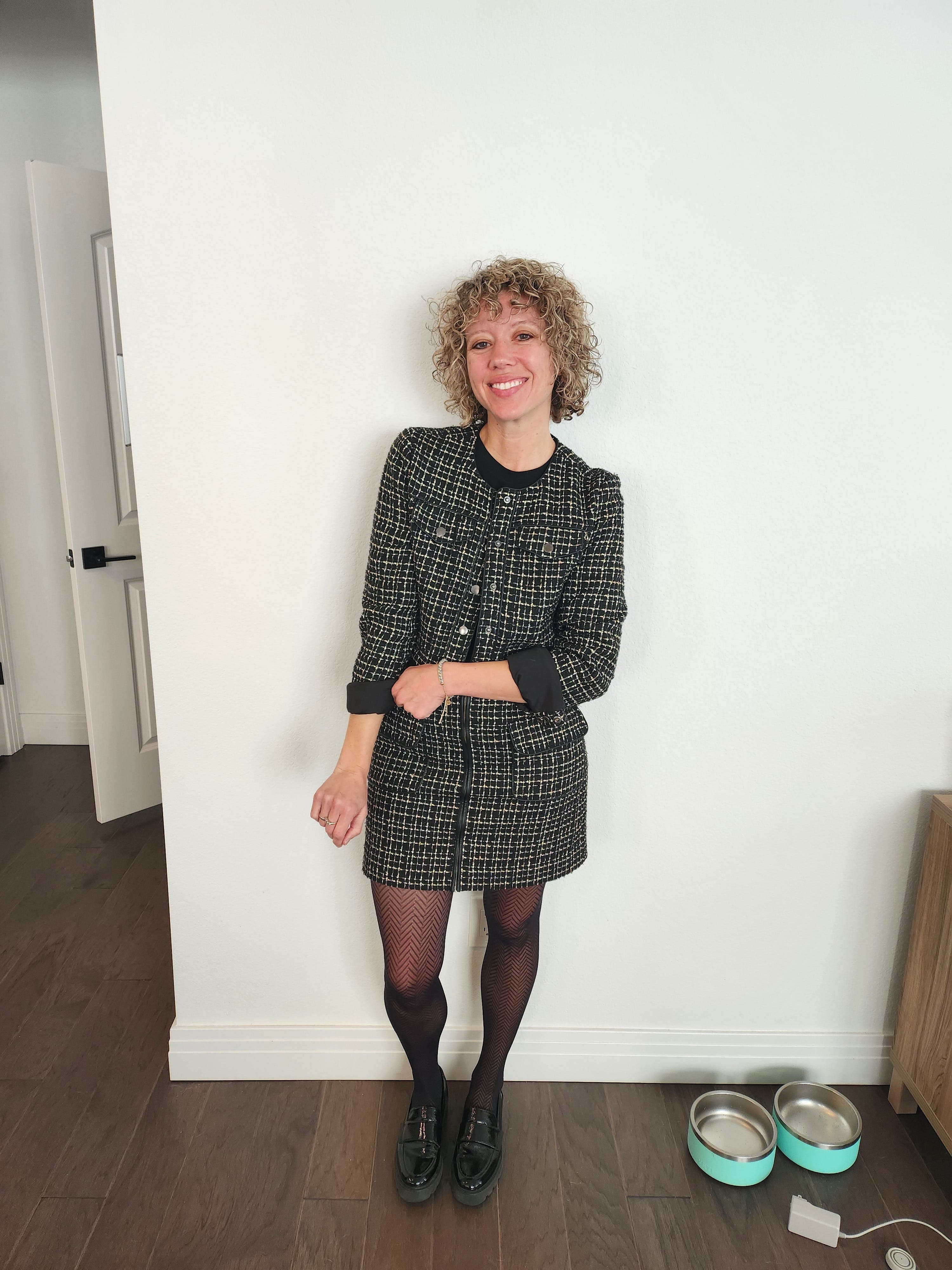 MO&Co. Women's Fringed Detail Tweed Jacket