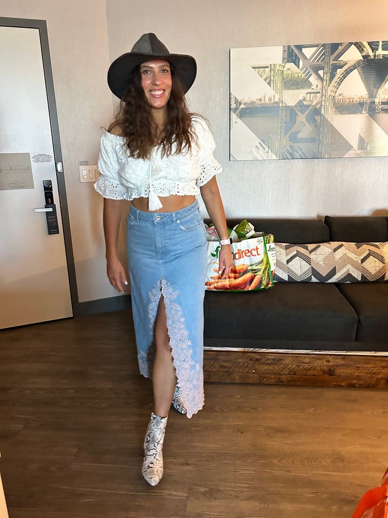 Lace Denim Skirt by Rabanne | Rent the Runway