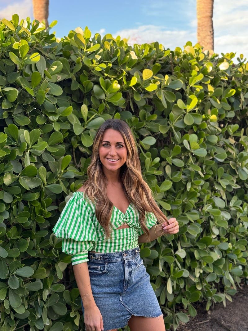 Green Gingham Ruffle Top by Louna | Rent the Runway