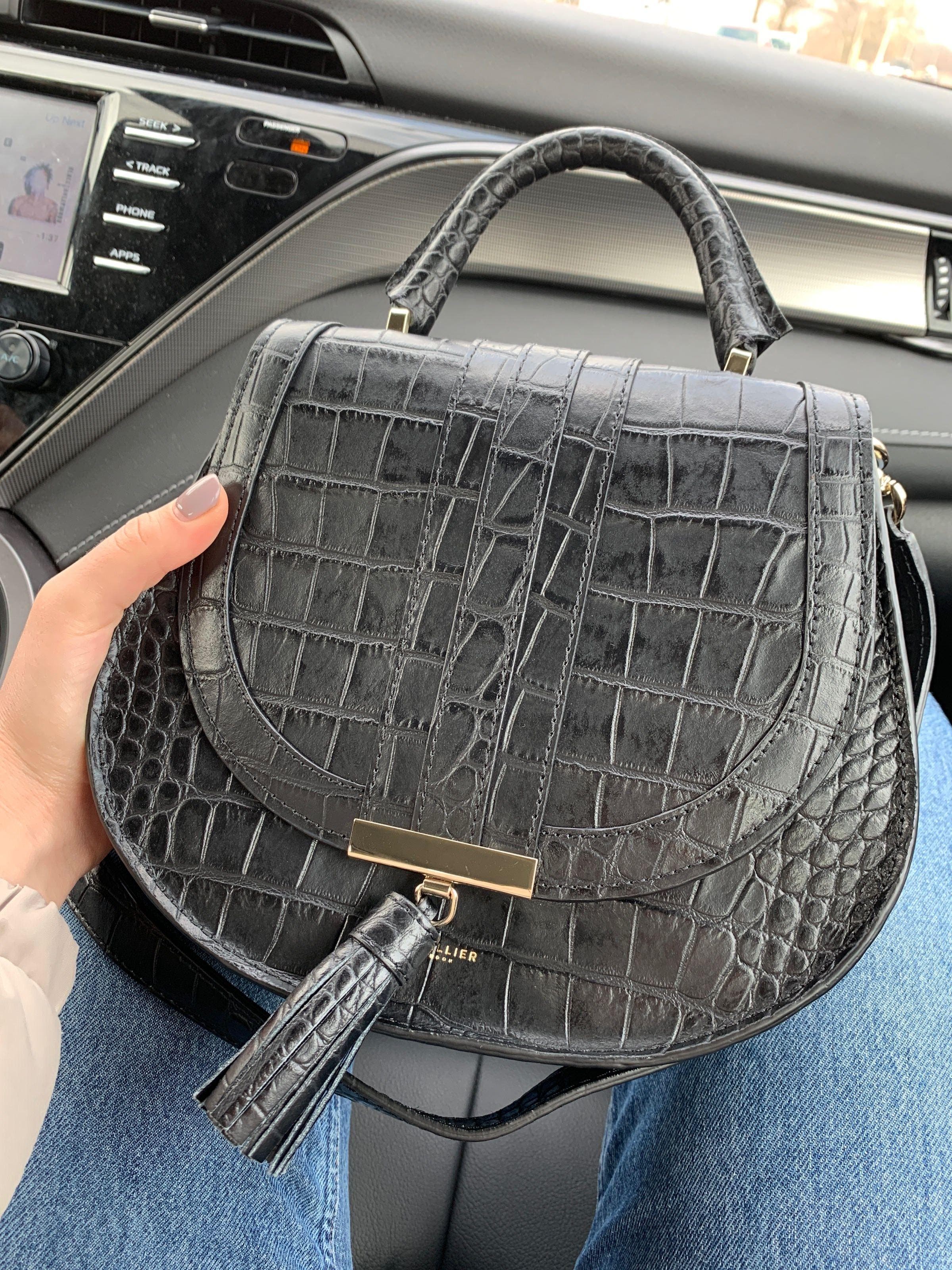 Black Croc Mini Venice Bag by DeMellier | Rent the Runway