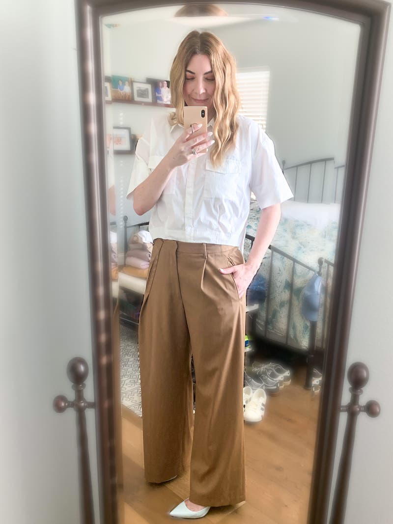 Tan Wide Leg Trousers by MM6 Maison Margiela | Rent the Runway