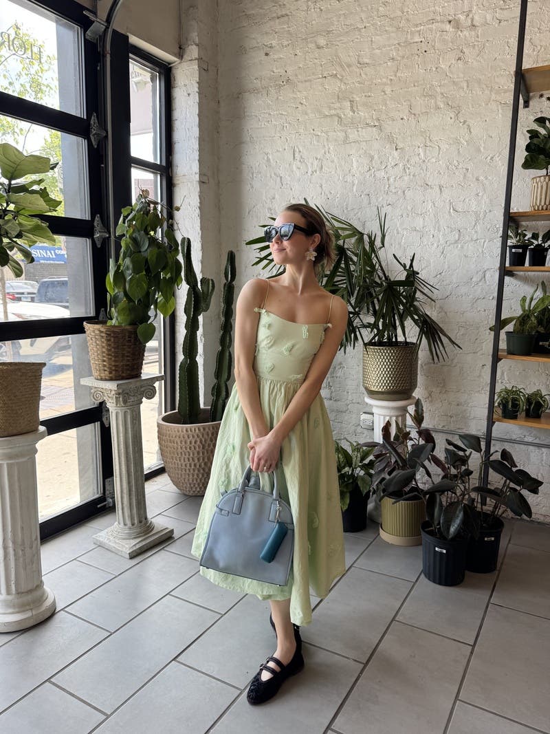 self portrait cold shoulder floral printed dress in green self-portrait - Blue Floral Silk Twill Midi Dress main image 1