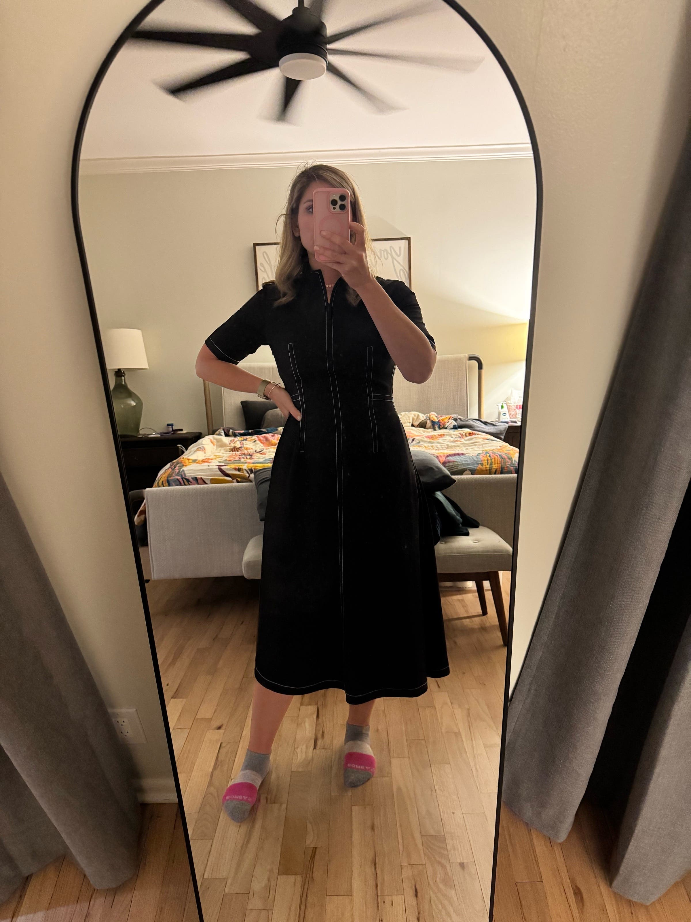 Black Mock Neck Midi Dress by Rosetta Getty x RTR | Rent the