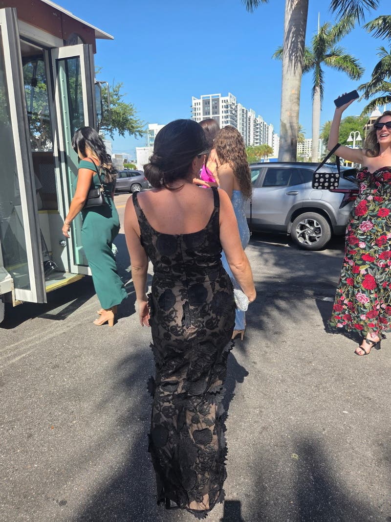open lace back dress Dress The Population Eleanor Gown - Black