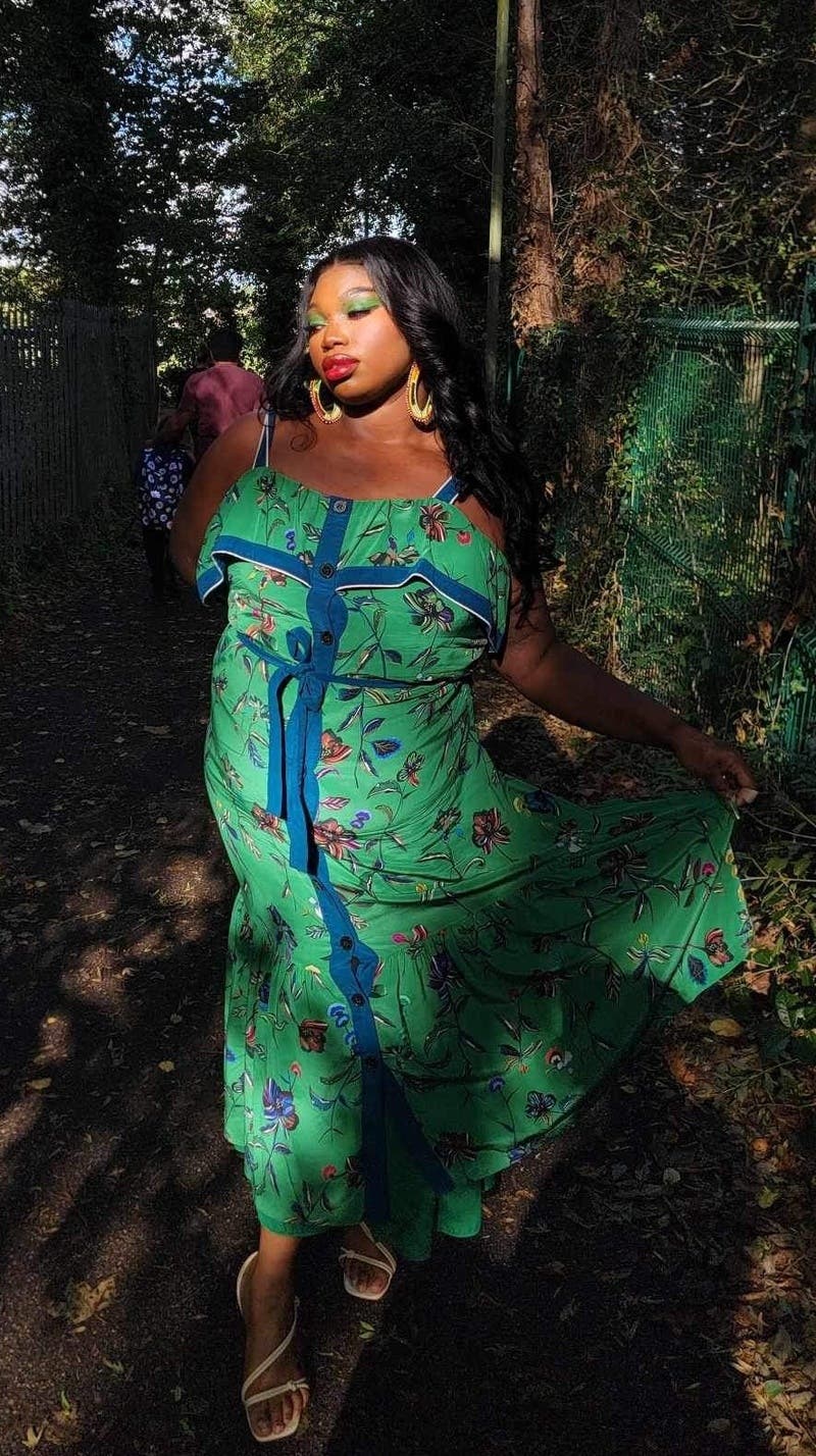 Green Printed Ruffle Cami Dress by Derek Lam 10 Crosby | Rent the