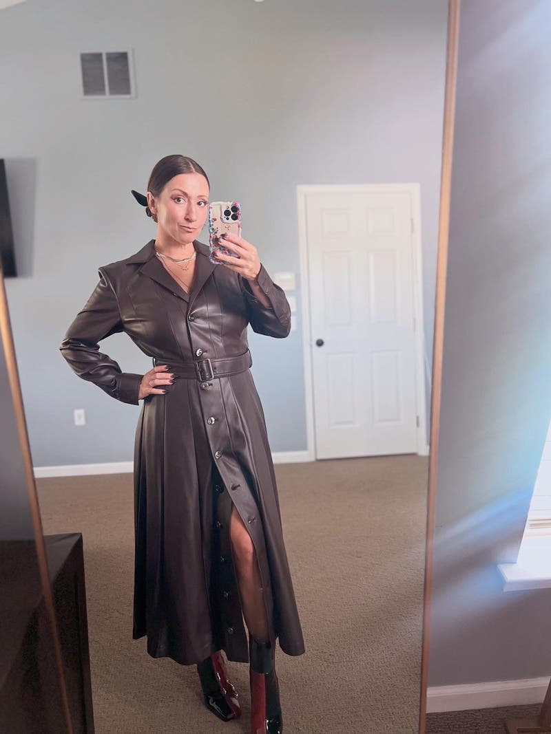 Faux Leather Corset Detail Midi Dress by Eudon Choi x RTR | Rent