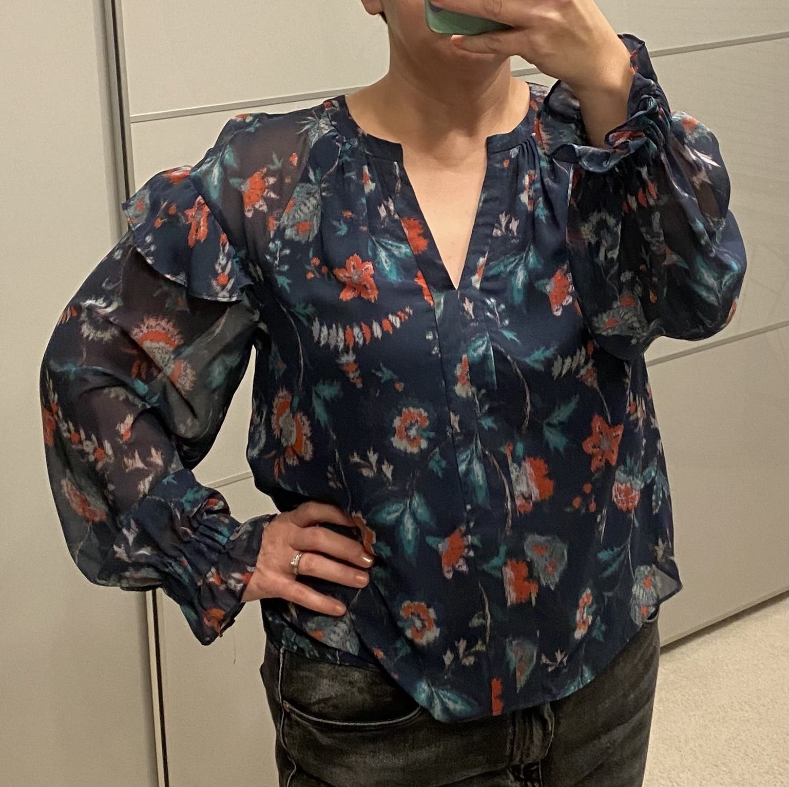 Blue Floral Ruffle Blouse by Derek Lam 10 Crosby x RTR | Rent the