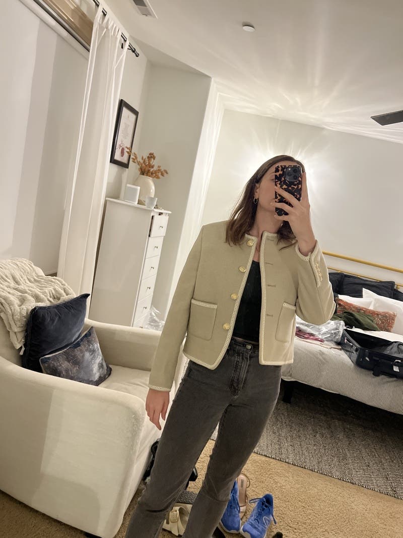 Beige Tweed Boucle Jacket by DUNST | Rent the Runway
