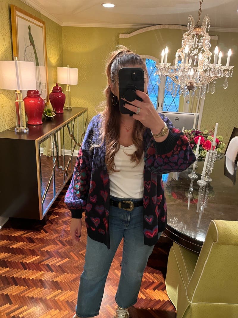 Ikat Dyed Hearts Cardigan by FARM Rio | Rent the Runway