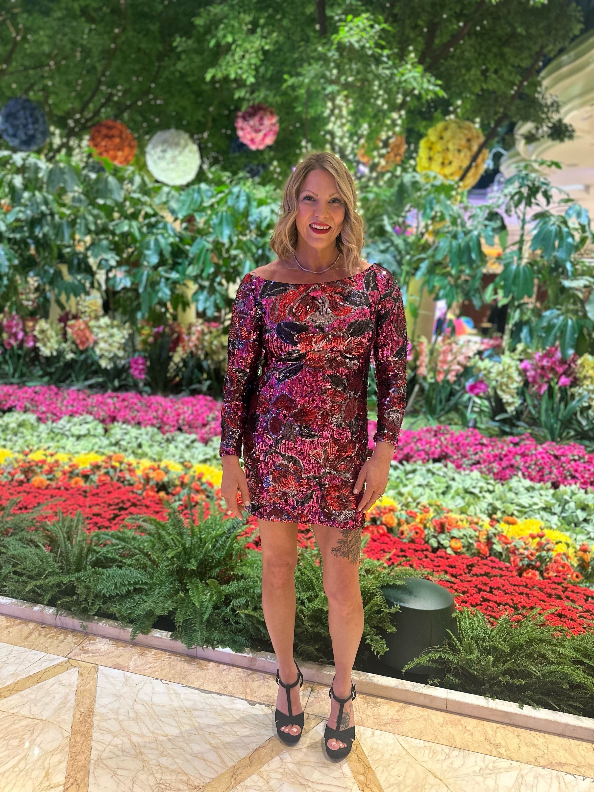 Malia Floral Sequin Dress by Dress The Population | Rent the
