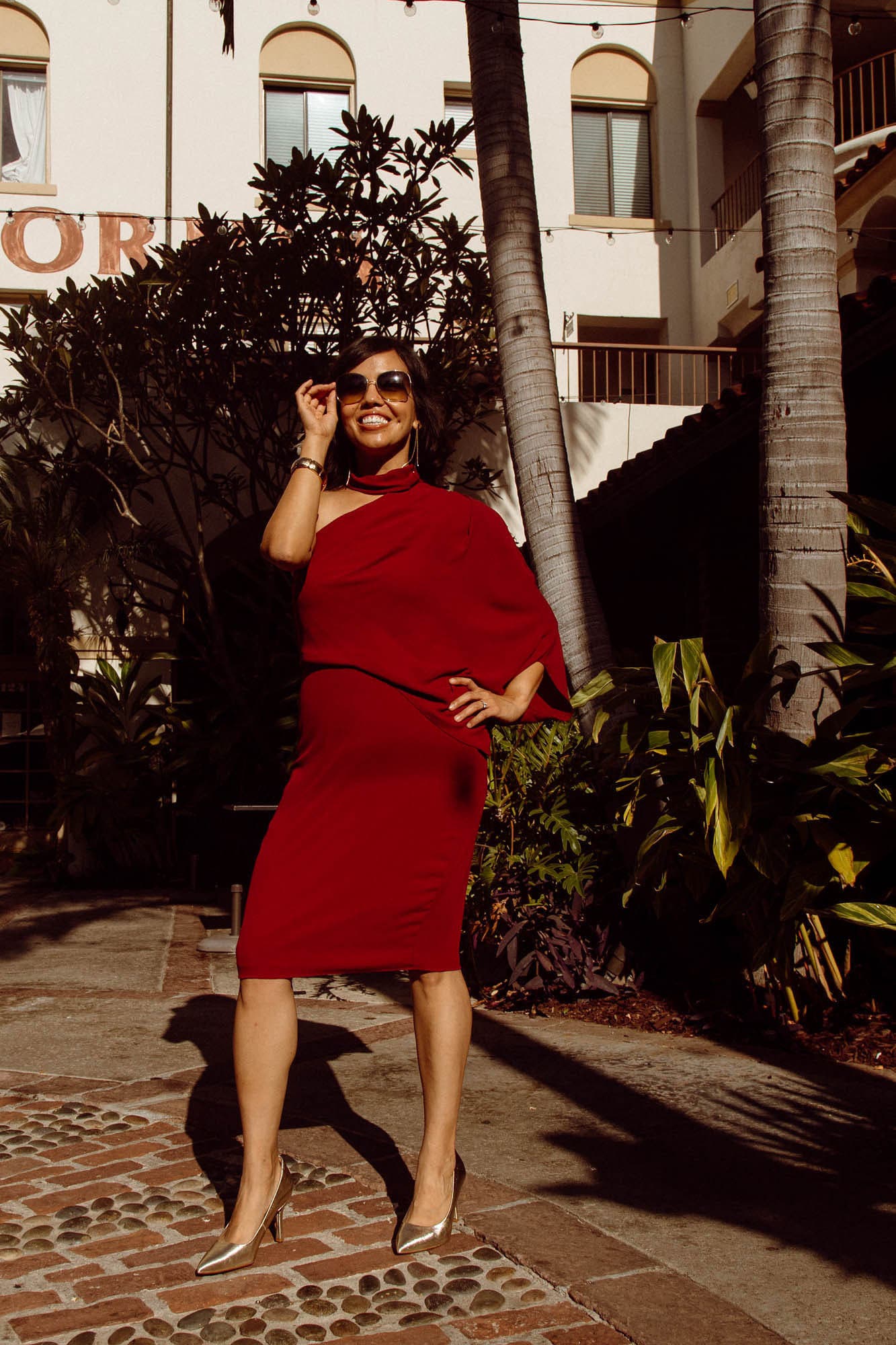 Cherry Draped Sheath by HALSTON | Rent the Runway