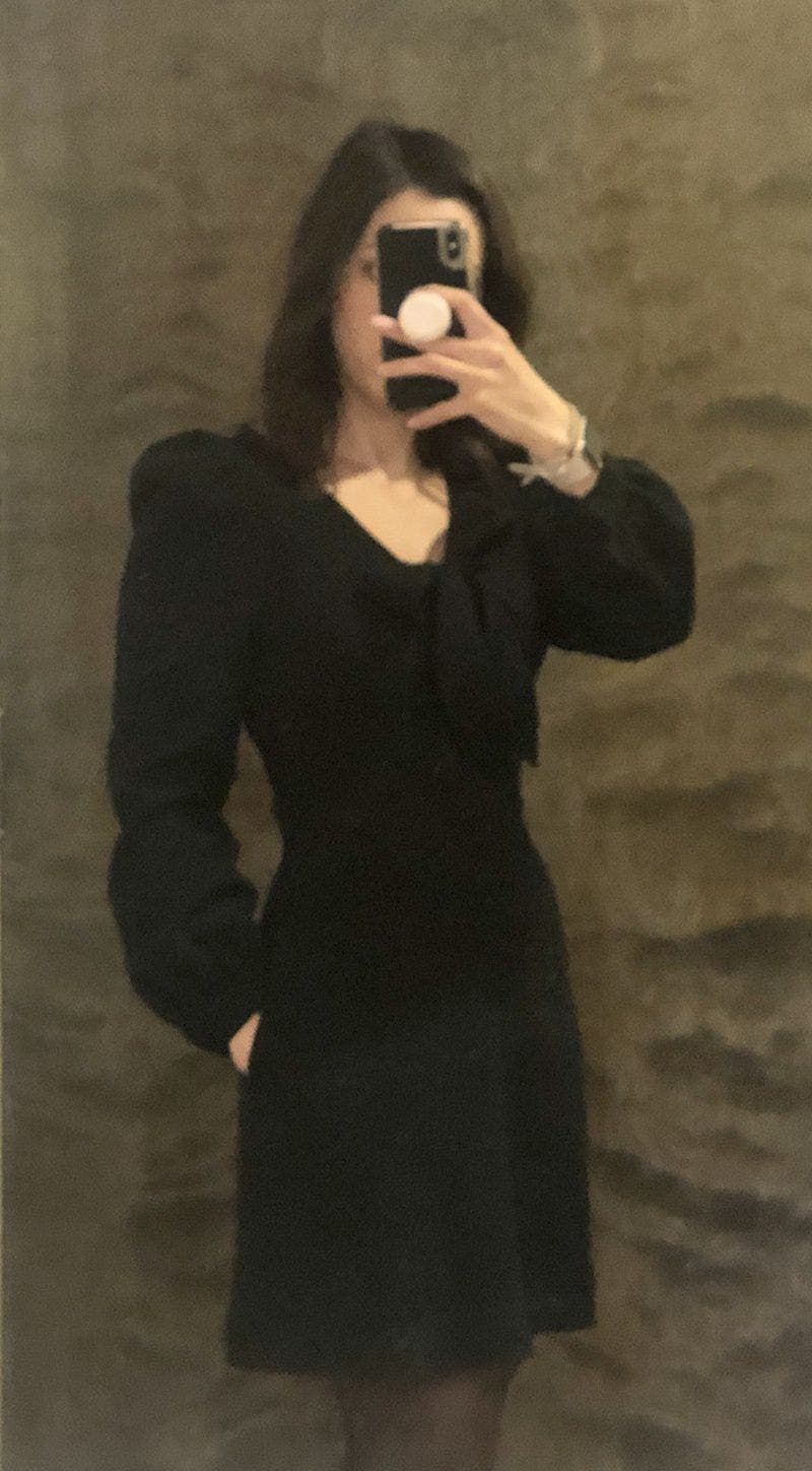knee length dresses for ladies Lena Color Block Dress Black-Black / 0