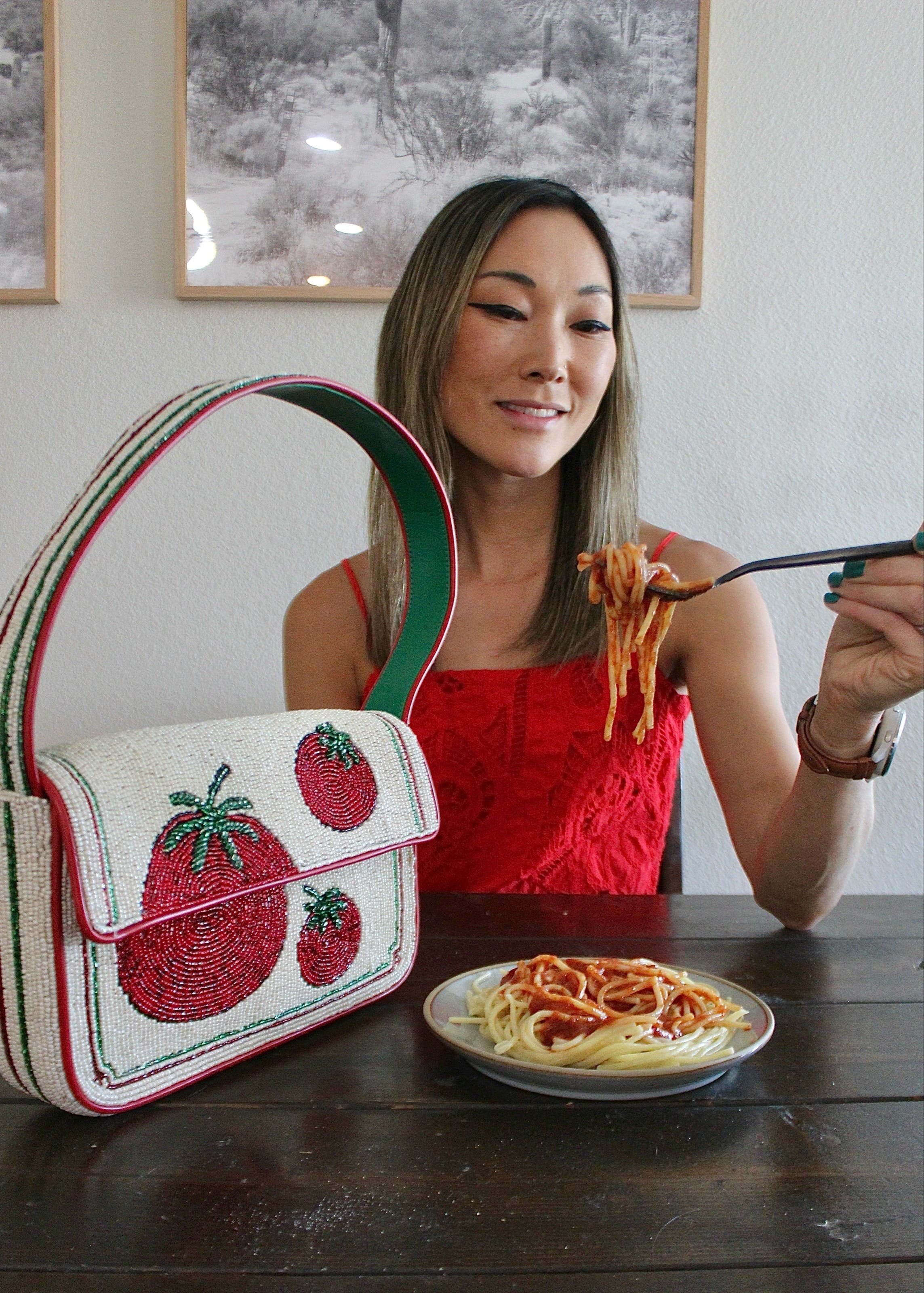 Tomato Tommy Beaded Bag by Staud Accessories | Rent the Runway