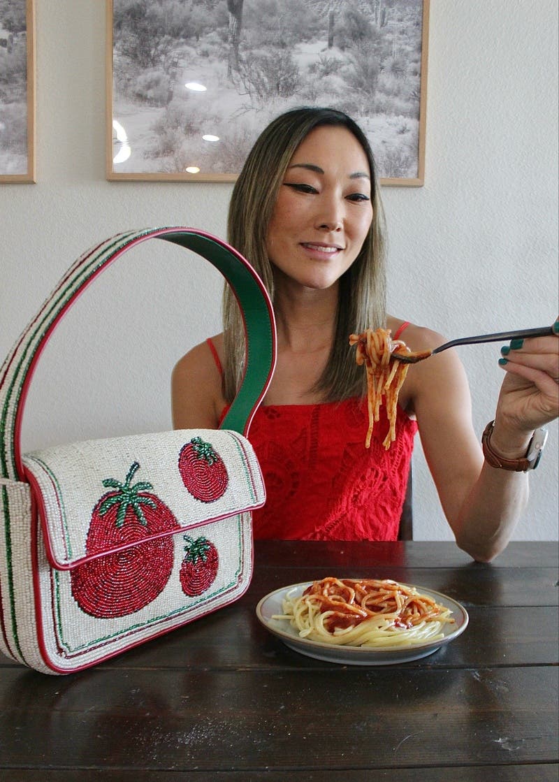 Tomato Tommy Beaded Bag by Staud Accessories | Rent the Runway