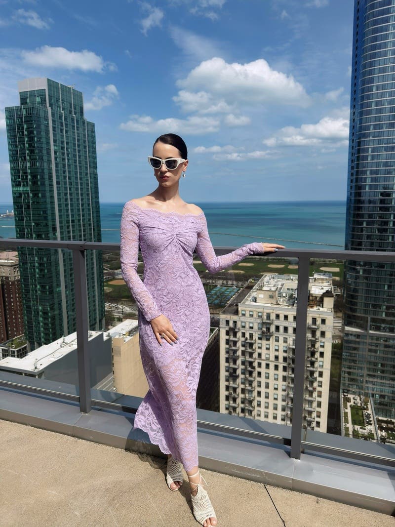 Off The Shoulder Lace Midi Dress by Rabanne | Rent the Runway