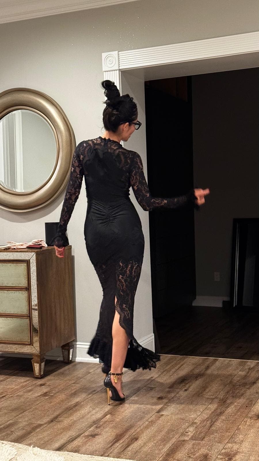 Black Long Sleeve Lace Gown by Rabanne | Rent the Runway