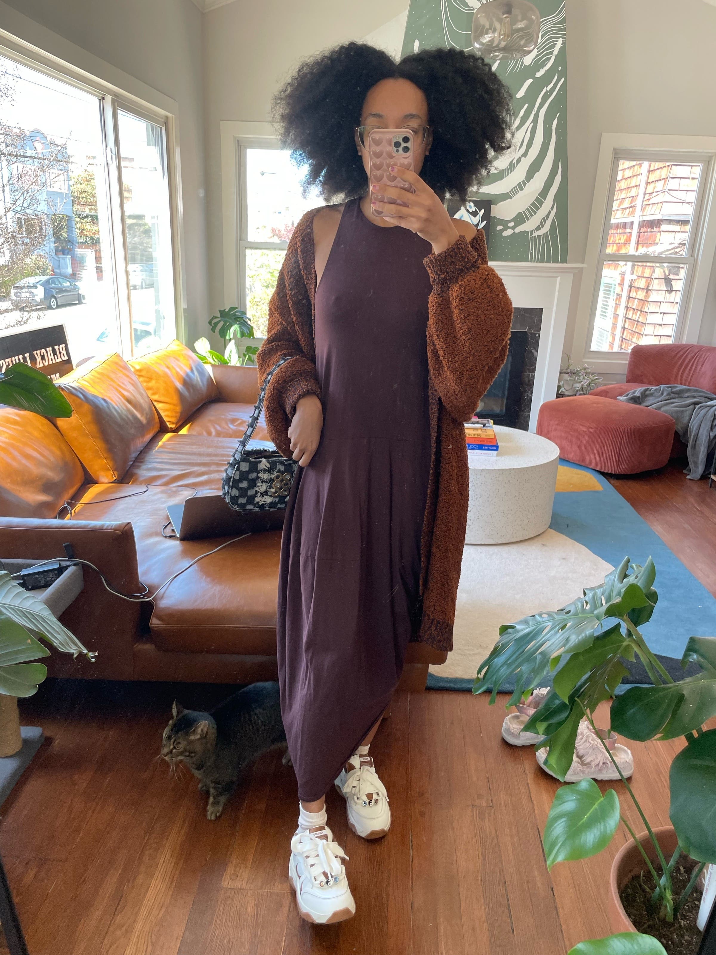 long sleeve long t shirt dress Point 3/4 Sleeve Maxi Dress main image 0