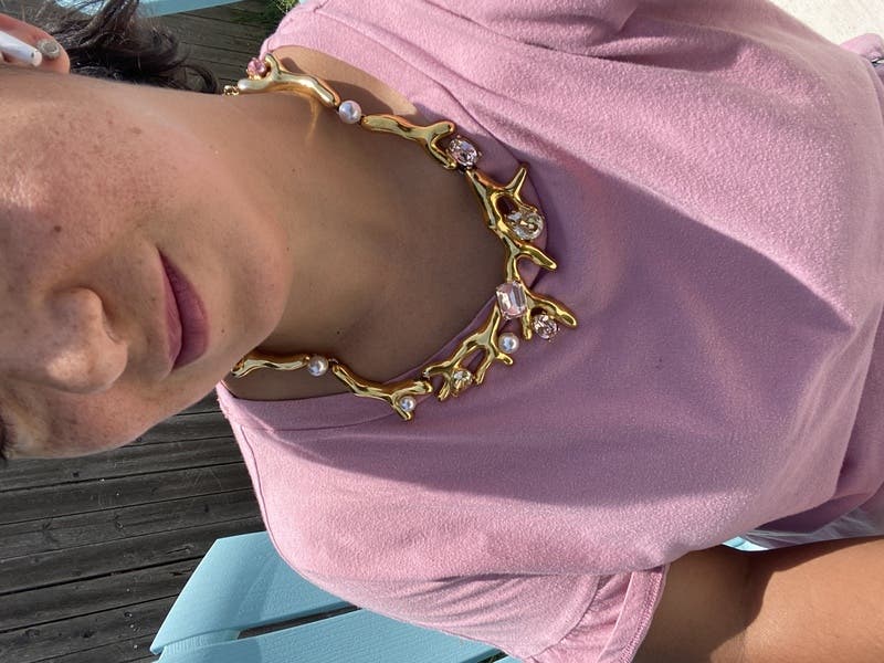 Vintage Rose Crystal Necklace by Oscar de la Renta | Rent