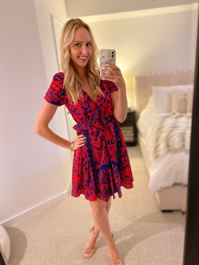 Red Floral Mini Dress by Self-Portrait | Rent the Runway