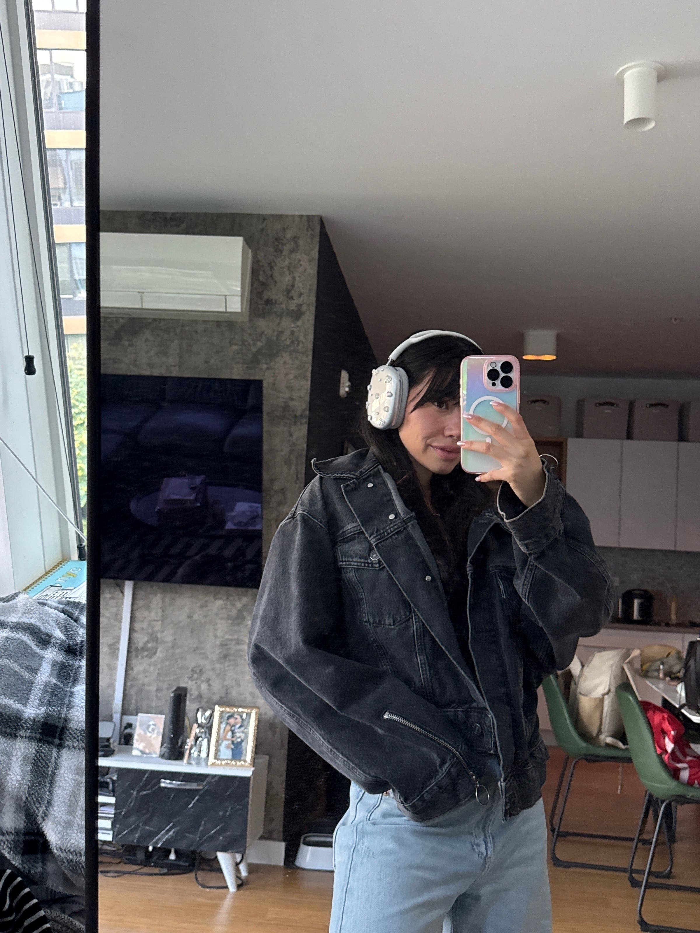 Black Zipper Denim Jacket by 7 For All Mankind | Rent the Runway