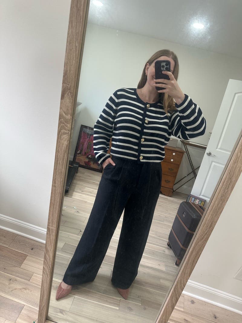 Striped Collarless Cardigan by Derek Lam 10 Crosby x RTR