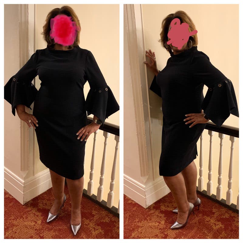 My shawty MARQUE bell sleeve dress ブラック My shawty MARQUE bell sleeve dress ブラック Black Textured
