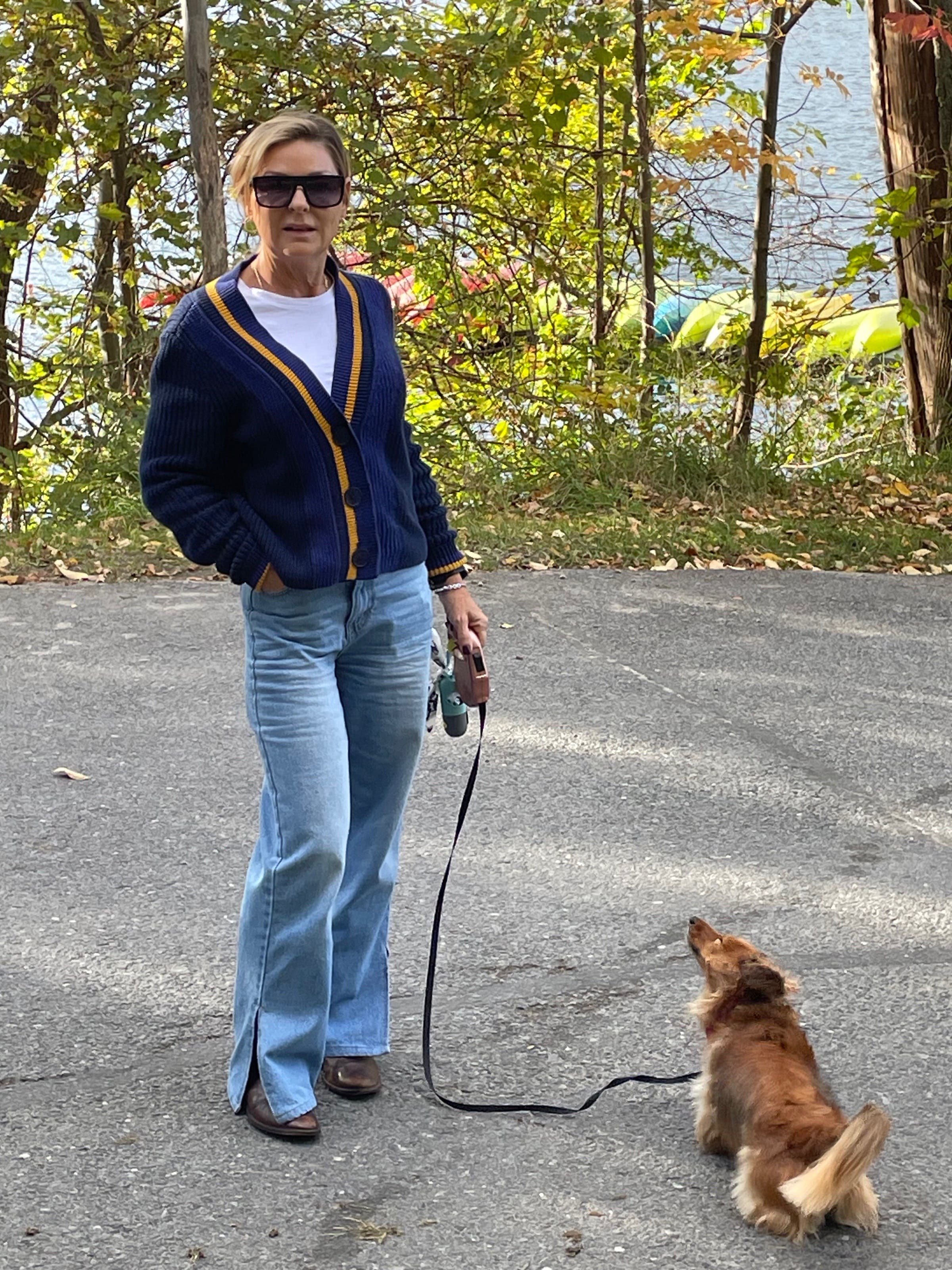 Ameri VERONICAJACQUARDKNIT CARDIGAN ネイビー Ameri