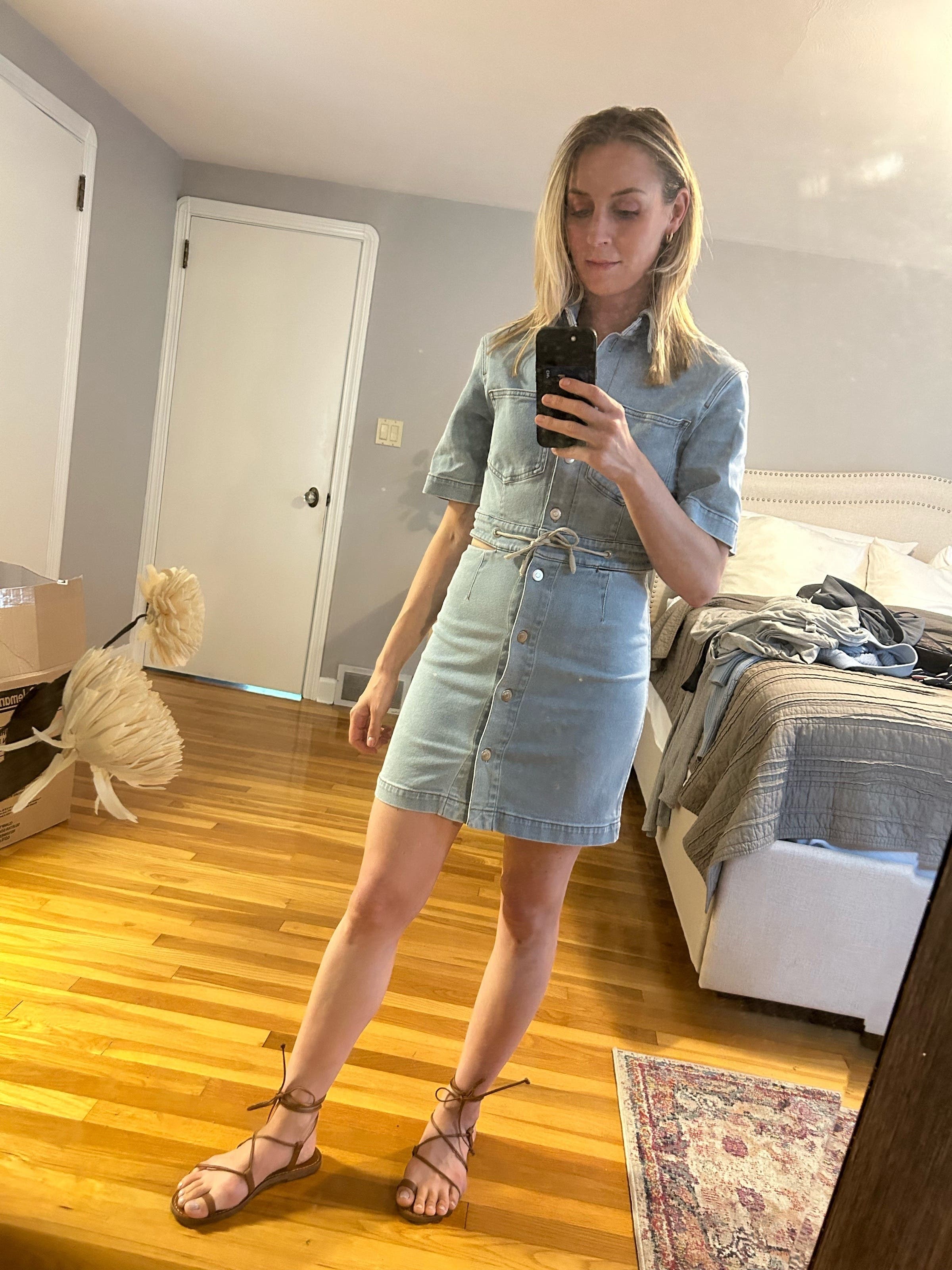 nanushka denim dress Taylor Denim Dress by Nanushka