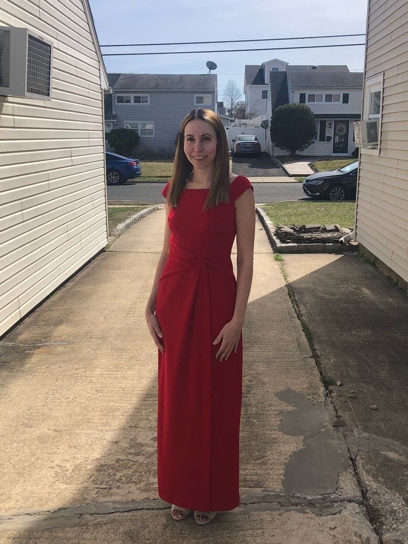 Red Off the Shoulder Gown by Lauren Ralph Lauren | Rent the