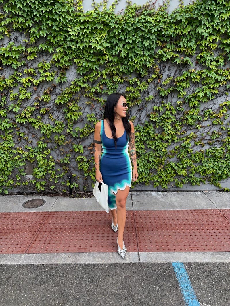 aster reversible wavy asymmetric dress PH5 Triclor Blend Viscose Wavy Asymmetrical Reversible Aster Dress
