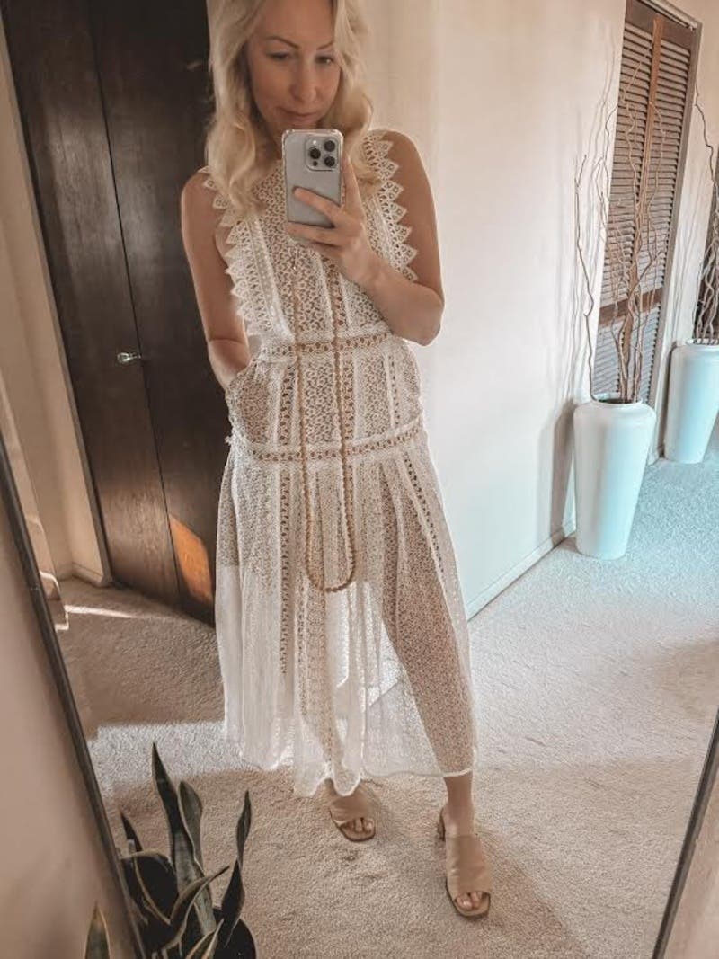 すぐ発送white lace panel midi mini dress すぐ発送white lace panel midi mini dress