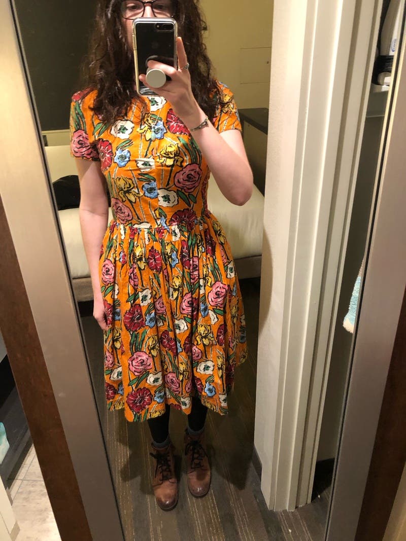 ワンピース Marni Short Floral Dress Orange Floral Short Sleeve Dress by Marni | Rent the Runway