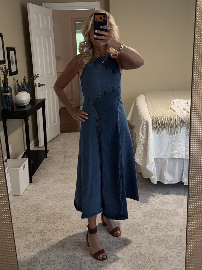 Wilder Denim Midi Dress by Reiss | Rent the Runway