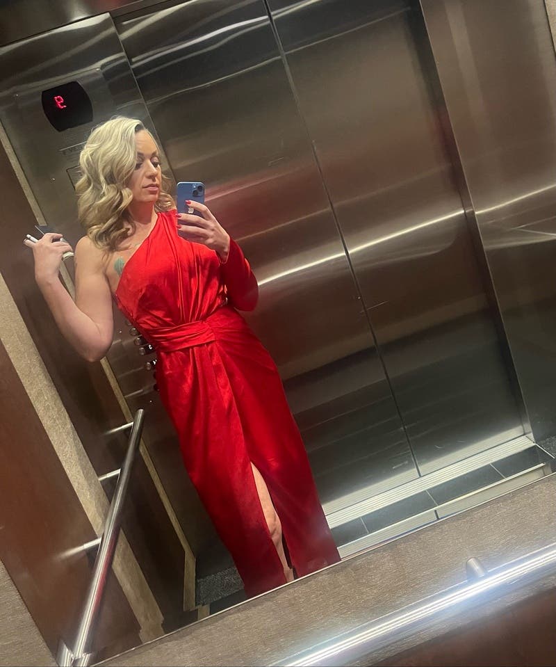 Monique One Shoulder Satin Maxi Gown (Red)