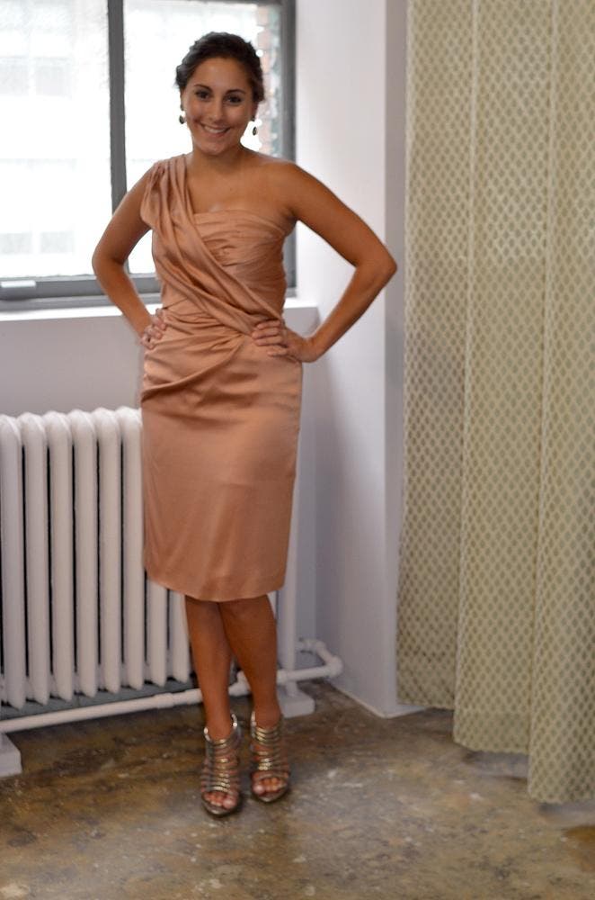 dark gray dress pants with brown shoes Juliet Rose Peach Dress– Teuta Matoshi