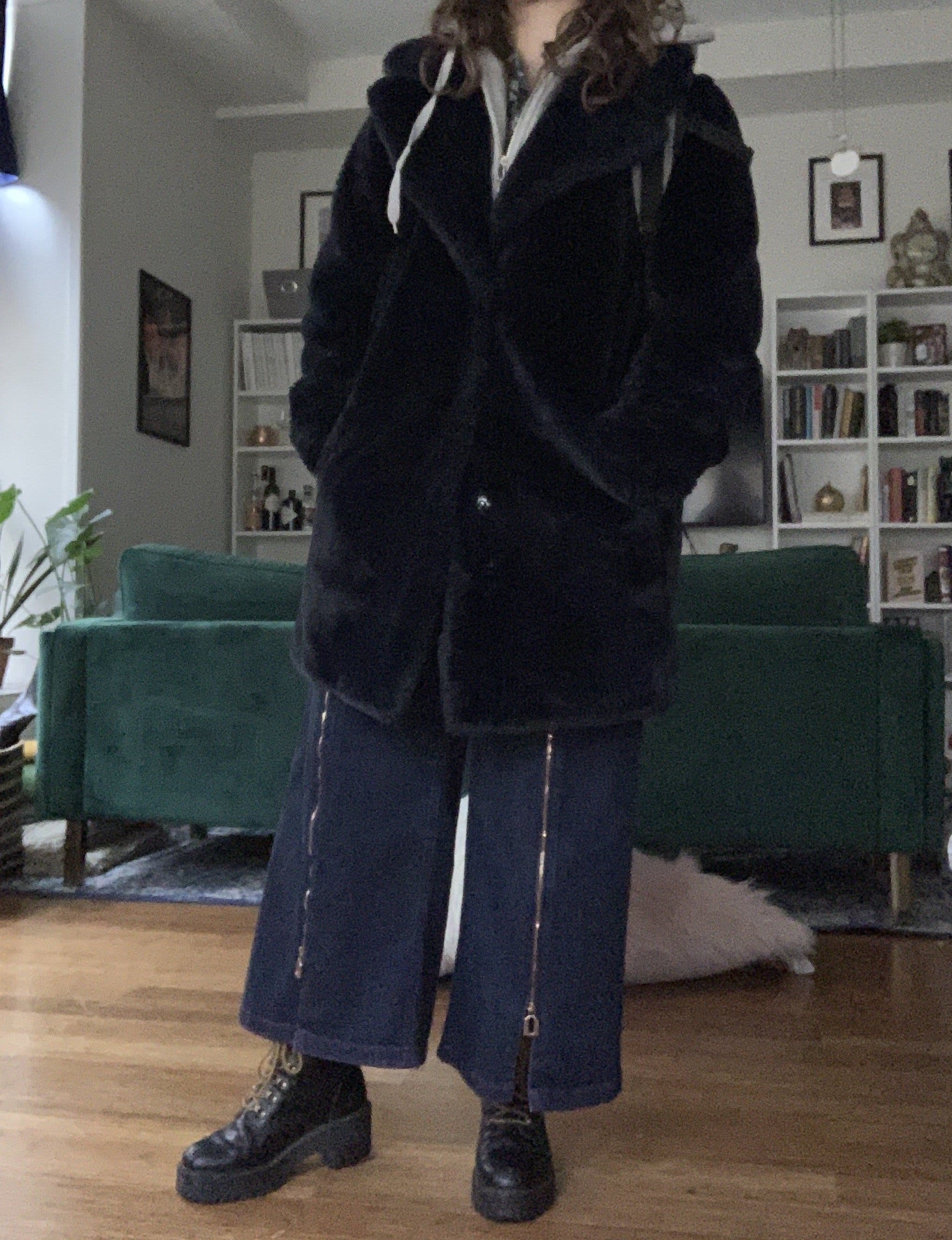 Dark Blue Faux Fur Coat by KENDALL + KYLIE | Rent the Runway