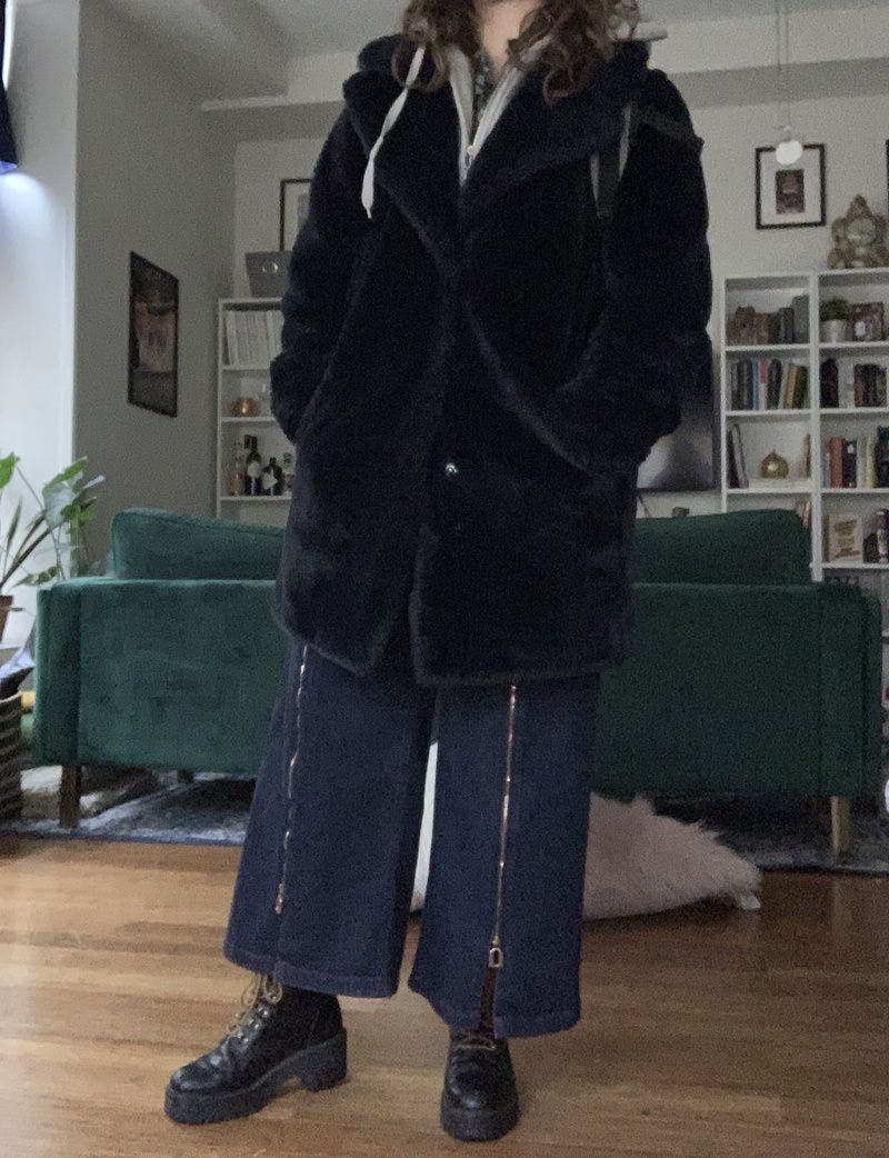 Dark Blue Faux Fur Coat by KENDALL + KYLIE | Rent the Runway