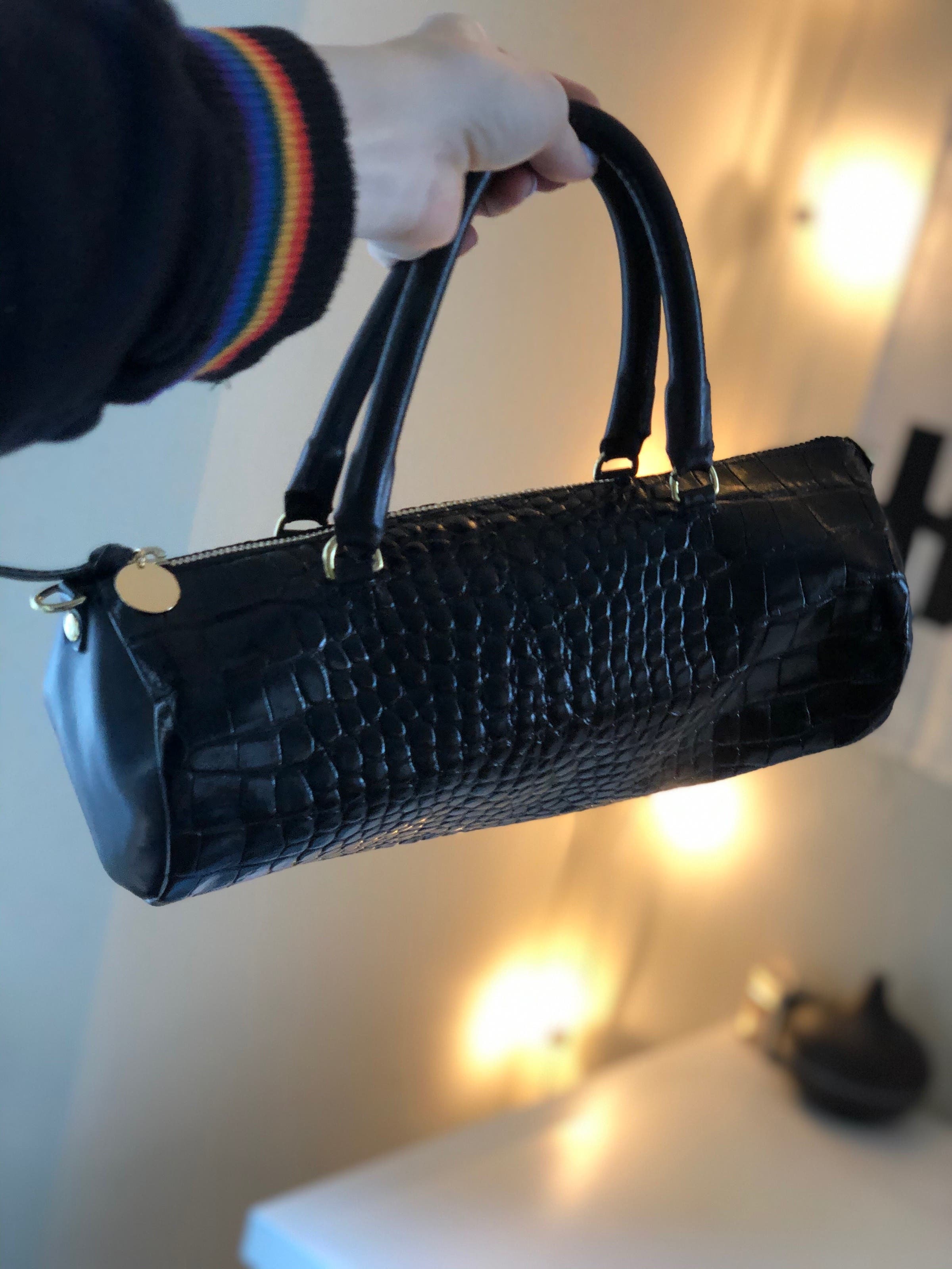 Black Croc Pepe Bag by Clare V. | Rent the Runway