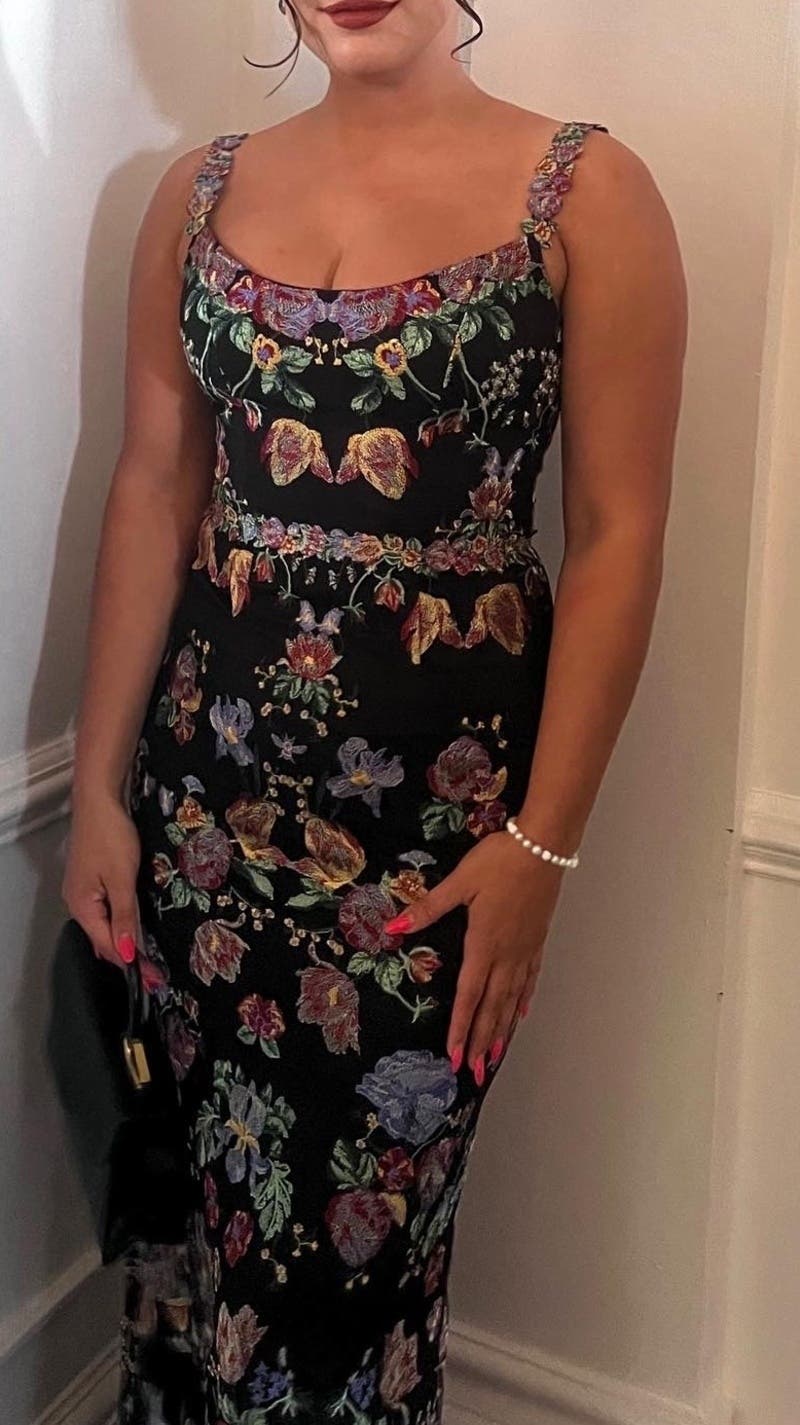 mame ♡Marchesa Notte♡花柄刺繍ドレス　ワンピース 関送込【Marchesa Notte】花柄 刺繍 チュール ミディワンピース