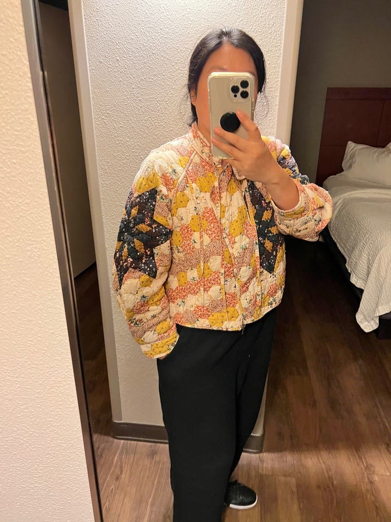 ジャケット・アウター ETHNIC PATCHWORK DESIGN NOCOLLAR JACKET Dotted Daisy Quilt Workwear Jacket – BODE