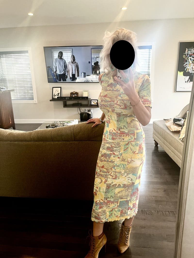 【関税＆送料込み】Ganni Printed Midi Dress GANNI Printed Ruched Midi Dress - Orangeade | Garmentory