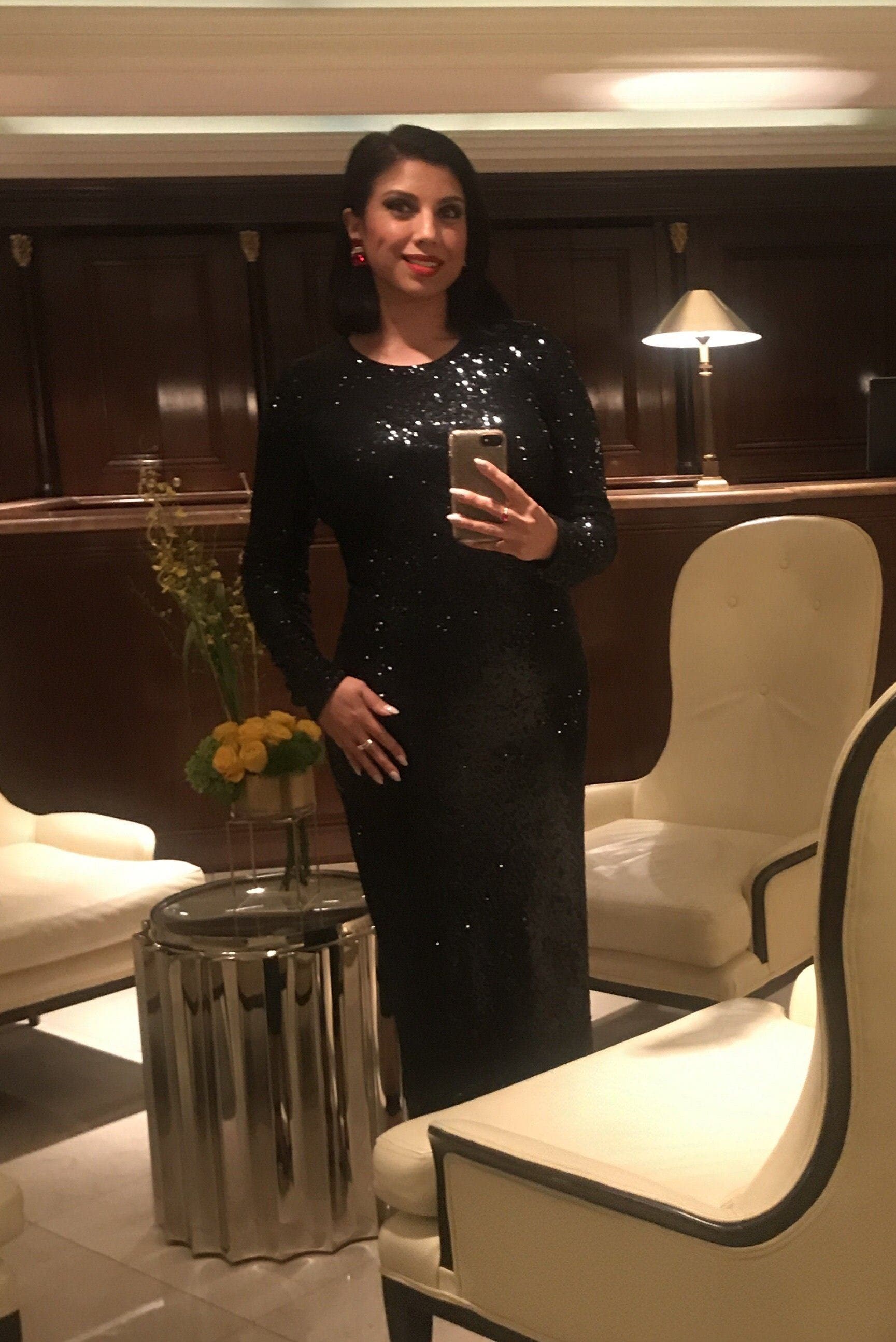 donna karan black sequin dress Donna Karan Women's Sequin Halter Gown Dress in Black, Size 14