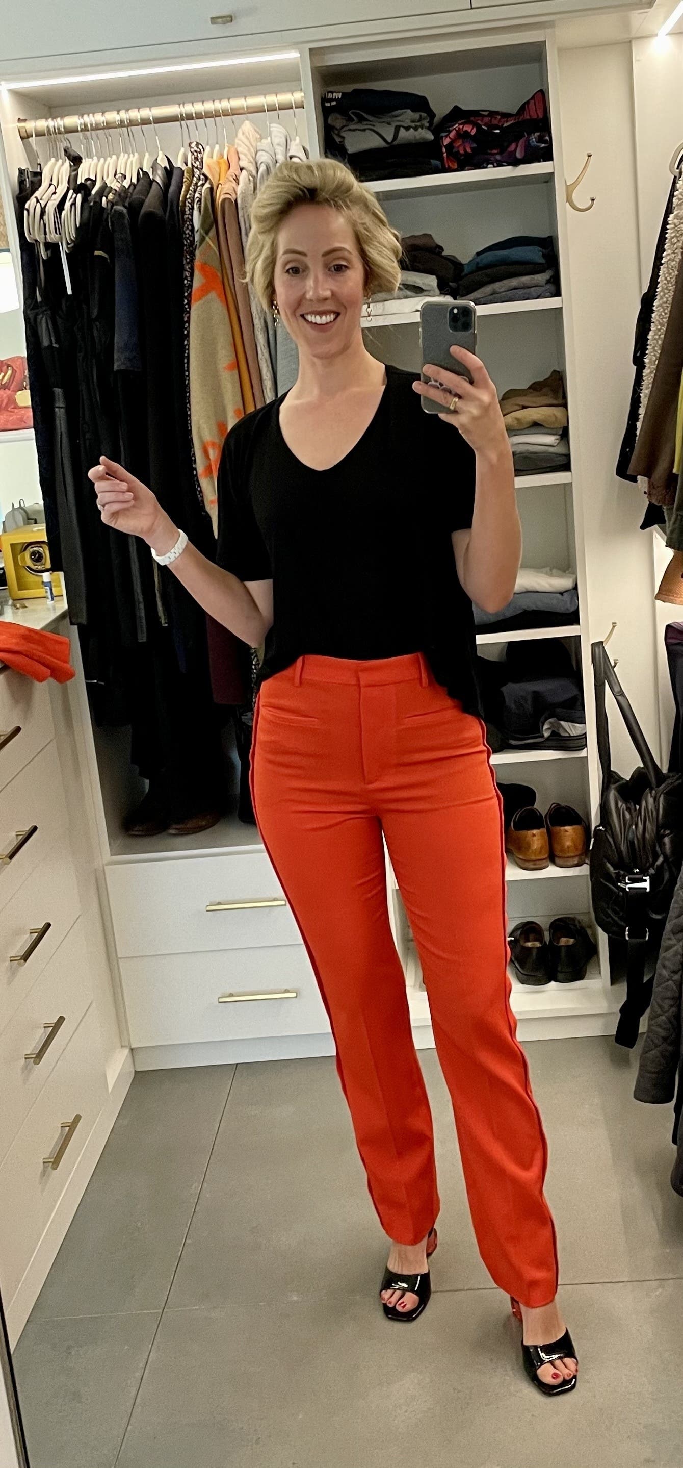 パンツ J W ANDERSON ORANGE LEATHER PANT Red Slim Trousers by JW Anderson | Rent the Runway