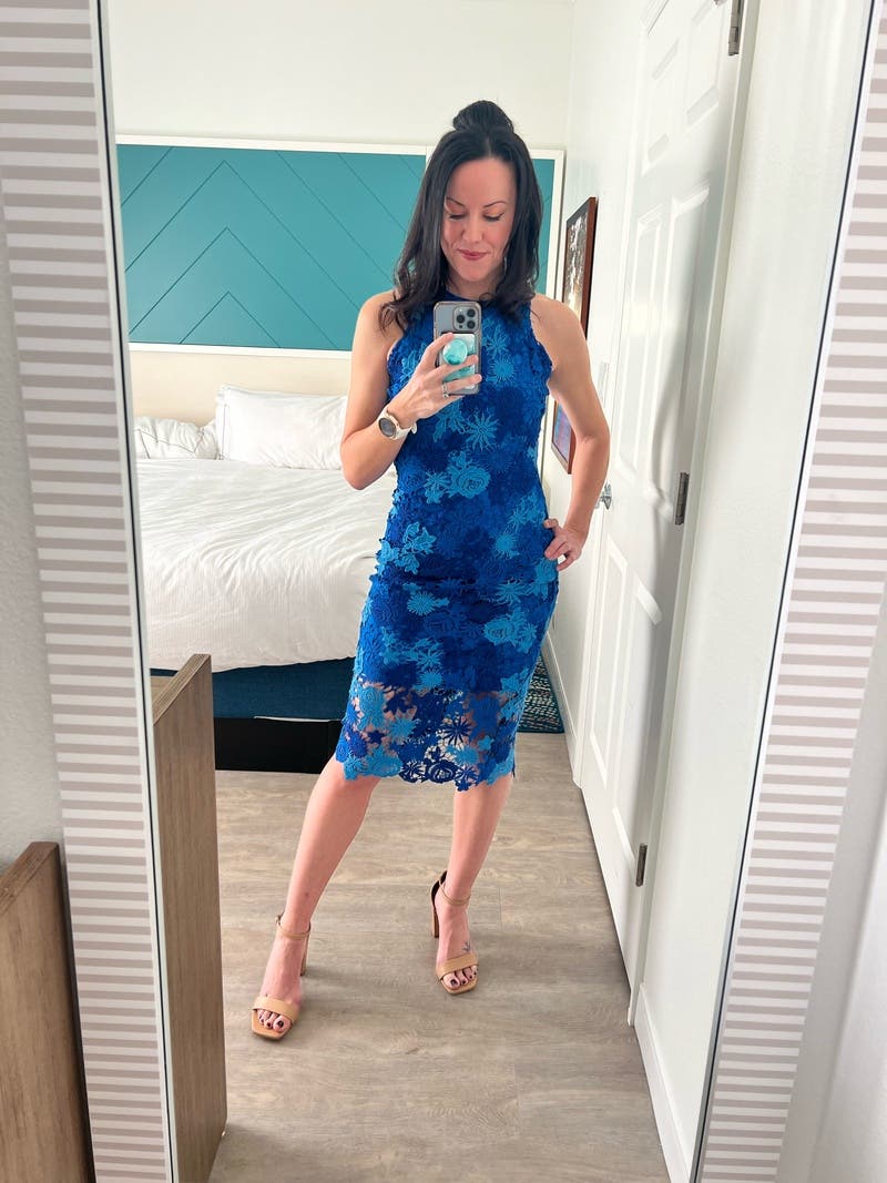 Blue Floral Lace Sheath by Alexia Admor | Rent the Runway Blue Floral Lace Sheath by Alexia Admor | Rent the Runway