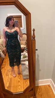 dress the population green lace aurora Dress The Population Aurora Sleeveless Plunge Lace Midi Dress Seafoam Small  NWT