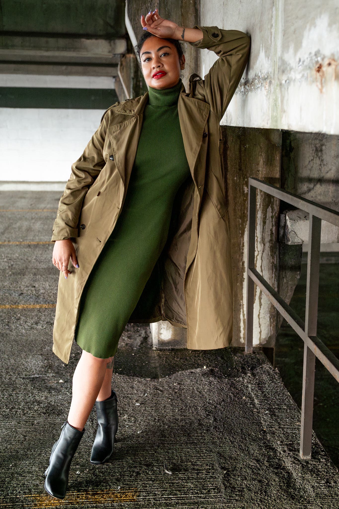 Green Turtleneck Sweater Dress by TOCCIN X RTR | Rent the Runway