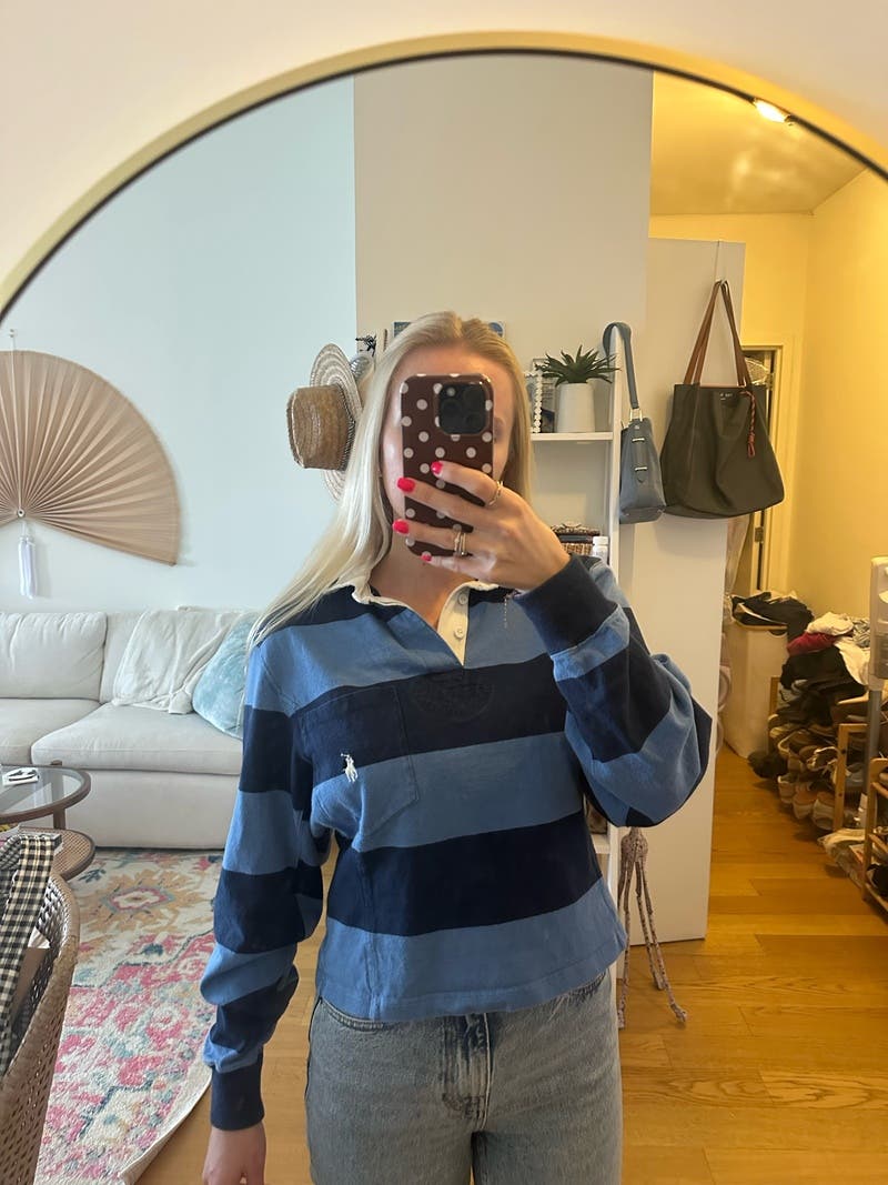 Ralph Lauren RUGBY ラムズウールセーターM本革エルボパッチ付き Vintage Jersey Knit Rugby Pullover by Polo Ralph Lauren | Rent the