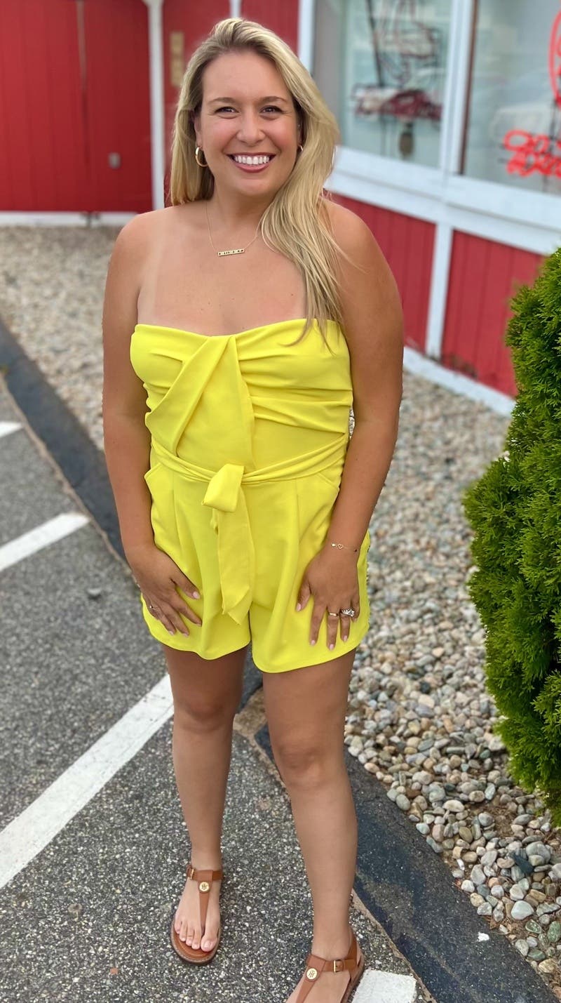 （80サイズ）house on the hill yellow rompers Yellow Strapless Romper by Great Jones | Rent the Runway