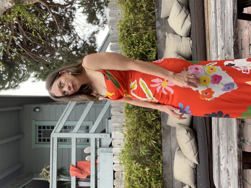 【8/31迄】Monotone Floral Slit Sleeve Dress Dress the Population Alessandra Floral Sequin V-Neck Long