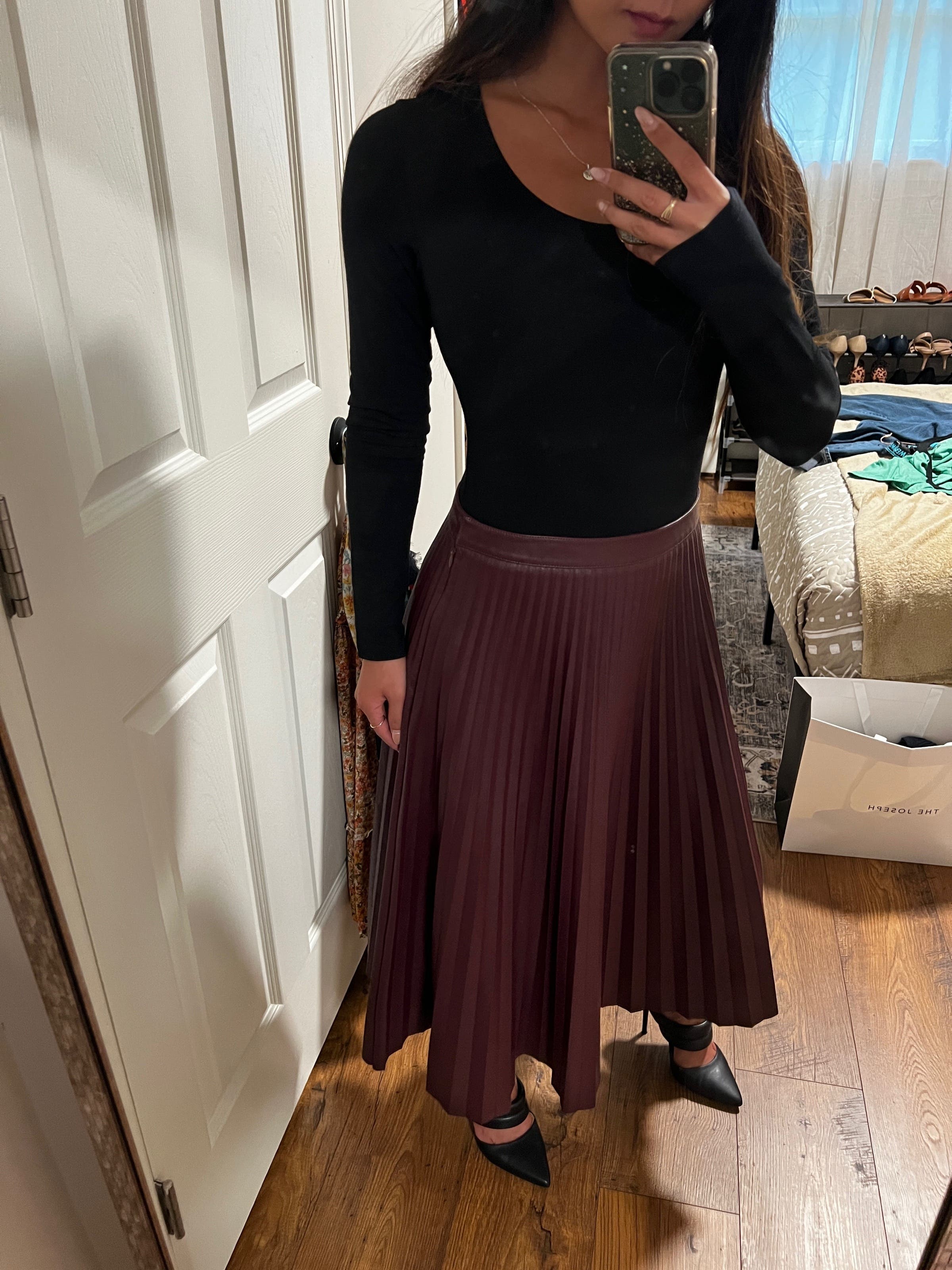 Faux Leather Pleated Skirt by Proenza Schouler White Label